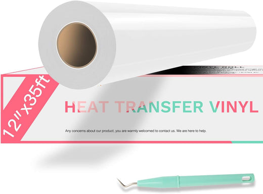 HTVRONT White HTV Heat Transfer Vinyl Roll- 12" x 35ft