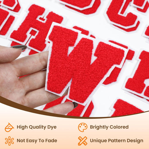 UK-52 Pack Iron-On Chenille Letter Patches for Clothes