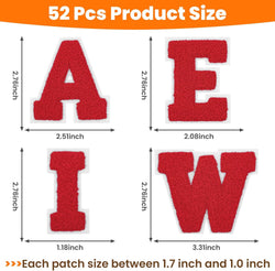 UK-52 Pack Iron-On Chenille Letter Patches for Clothes