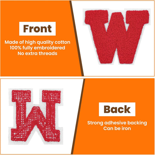 UK-52 Pack Iron-On Chenille Letter Patches for Clothes