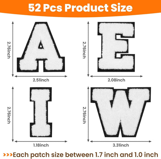 UK-52 Pack Iron-On Chenille Letter Patches for Clothes