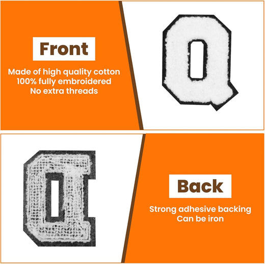UK-52 Pack Iron-On Chenille Letter Patches for Clothes