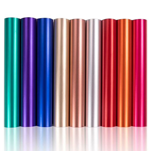 HTVRONT Matte Metallic Vinyl Permanent, 9 PCS 12"x12" Metallic Vinyl Sheets - Permanent Adhesive Vinyl