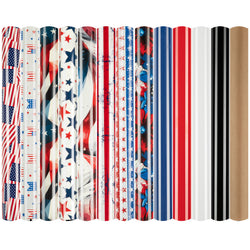 HTVRONT American Flag Heat Transfer Vinyl - 13 Pack 4th of July Iron on Vinyl Pattern HTV Vinyl 12×10inch, Heat Transfer Vinyl for t Shirts Patriotic HTV for Independence Day