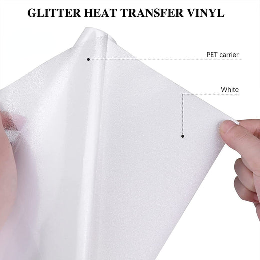 White Glitter Heat Transfer Vinyl Roll for Sublimation - 10" x 6 Ft （2 Colors）