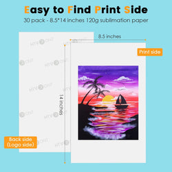 UK-Sublimation Paper 8.5 x 14 inches - 30 Sheets 120g