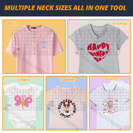 4Pack TShirt Ruler Guide Set - Precision Alignment Tool for HTV Vinyl Heat Press, All-in-One T-Shirt Measurement Ruler for Centering Designs and Crafting - Essential Cricut Accessories & Supplies