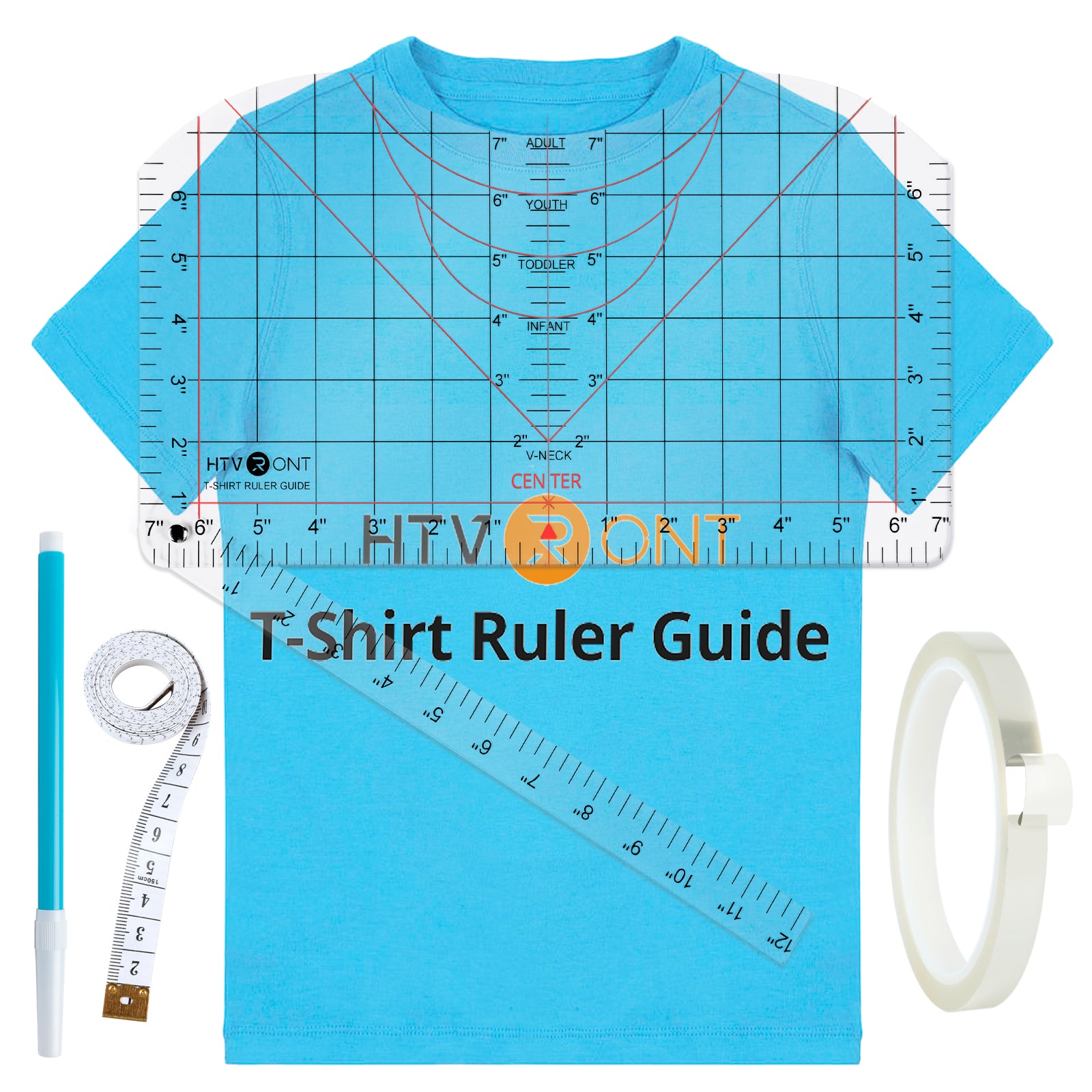 4Pack TShirt Ruler Guide Set - Precision Alignment Tool for HTV Vinyl Heat Press, All-in-One T-Shirt Measurement Ruler for Centering Designs and Crafting - Essential Cricut Accessories & Supplies