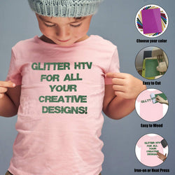 Glitter HTV vinyl Bundle - 12" x 10" 5 Pack（5 Assorted Colors）