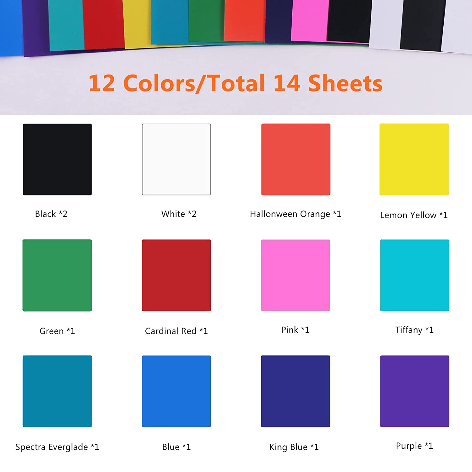 Matte Adhesive Vinyl Bundle - 12" x 12" 14 Pack (12 Assorted Colors)