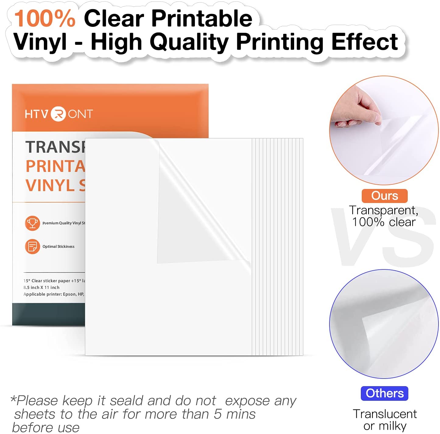 Clear Printable Vinyl Bundle - 8.5"x11" 15 sheets