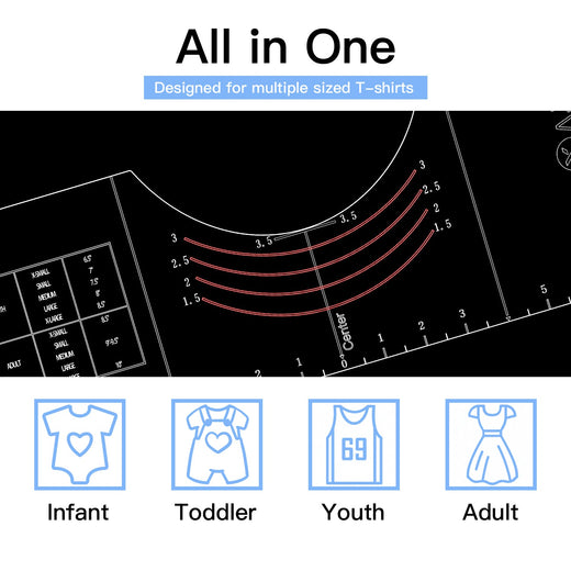 T-Shirt Alignment Tool with SoFt Tape Measure - 18"x6"x0.15" Sturdy Acrylic Ruler