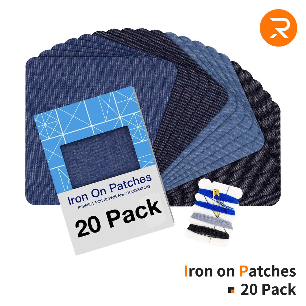 Iron on Patches - 3" by 4-1/4" 20 Pack (4 Assorted Colors )