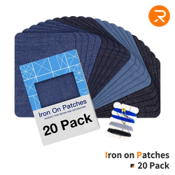 Iron on Patches - 3" by 4-1/4" 20 Pack (4 Assorted Colors )