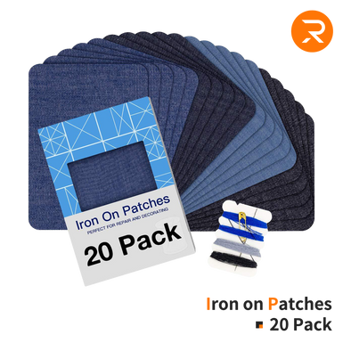 Iron on Patches - 3" by 4-1/4" 20 Pack (4 Assorted Colors )