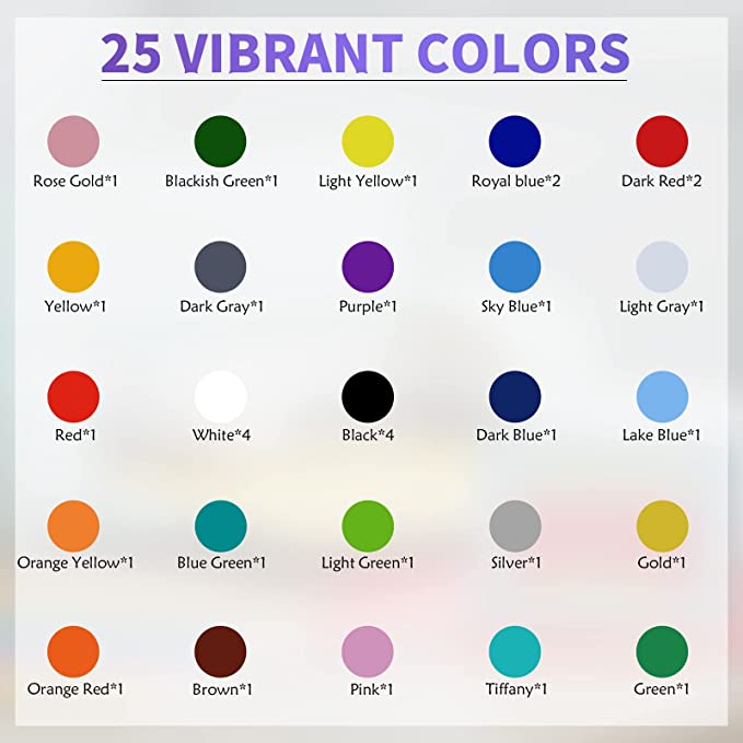 Heat Transfer Vinyl Bundle - 12" x 10" 36 Pack（25 Assorted Colors）