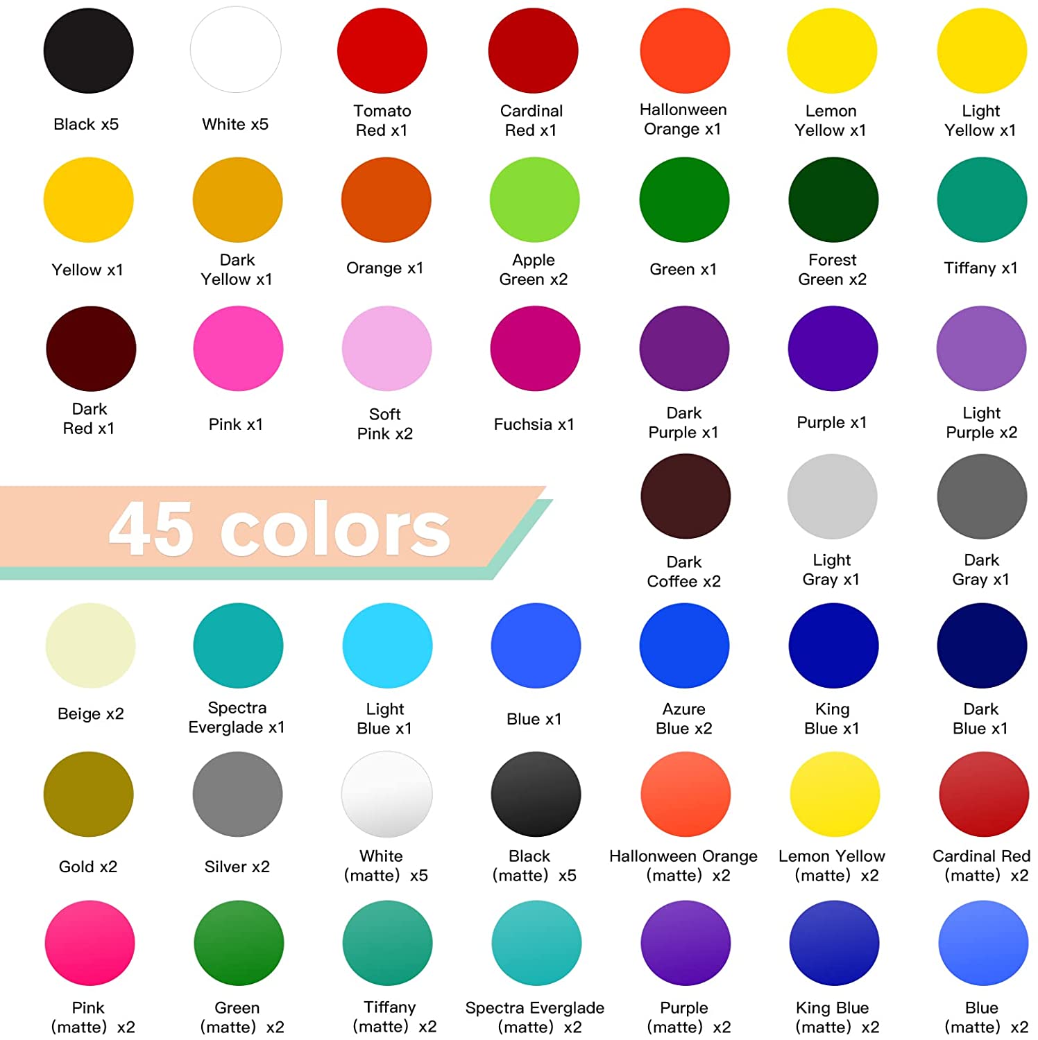 Adhesive Vinyl Bundle - 12" x 12" 80 pack (45 Assorted colors)