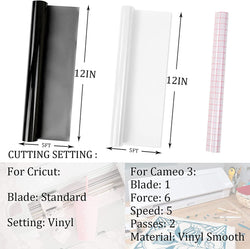 Adhesive Vinyl Roll Bundle - 12"x5 Ft 3 Rolls（35 Colors)