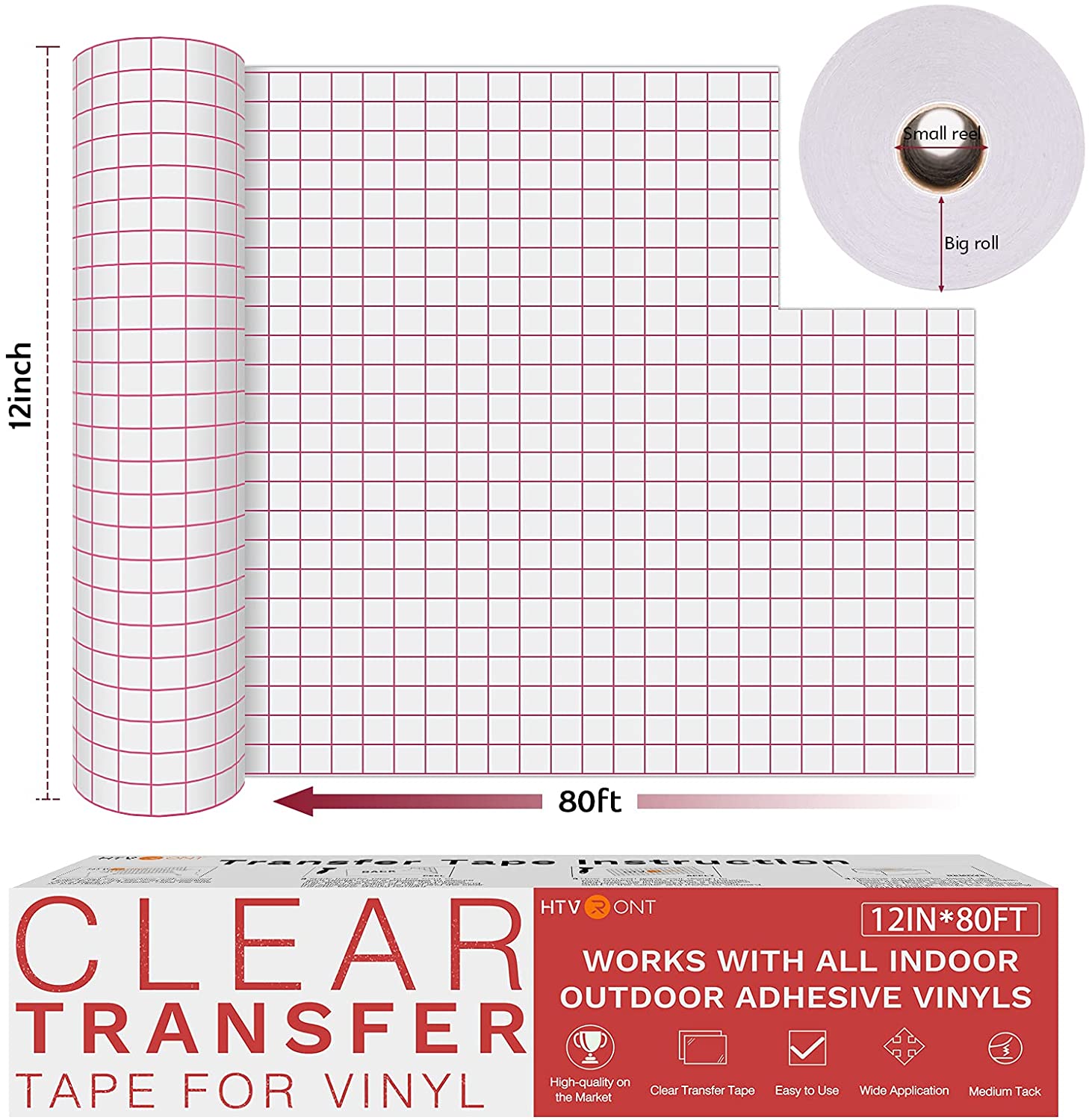 Clear Vinyl Transfer Tape Roll - 12" x 80 Ft