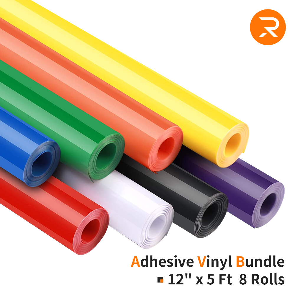 Adhesive Vinyl Roll Bundle - 12" x 5 FT (8 Assorted Colors）