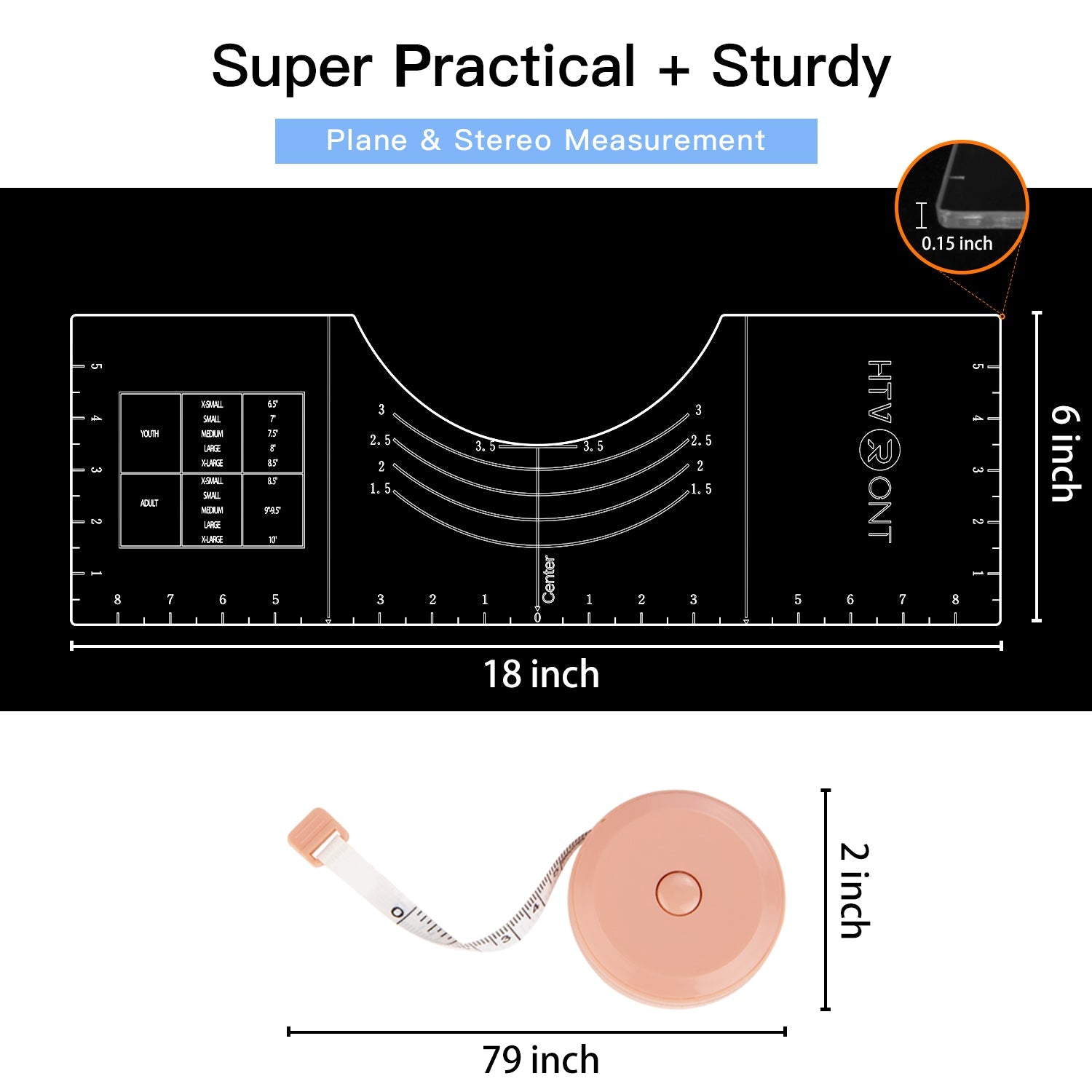 T-Shirt Alignment Tool with SoFt Tape Measure - 18"x6"x0.15" Sturdy Acrylic Ruler