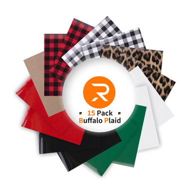 Buffalo Plaid HTV vinyl Bundle - 12" x 10" 15 Pack (7 Assorted Colors)