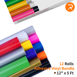 Adhesive Vinyl Roll Bundle - 12"x5 Ft (12 Assorted Colors）