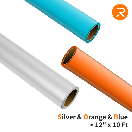 Heat Transfer Vinyl Bundle - 12"x10 Ft (3 Assorted Colors）