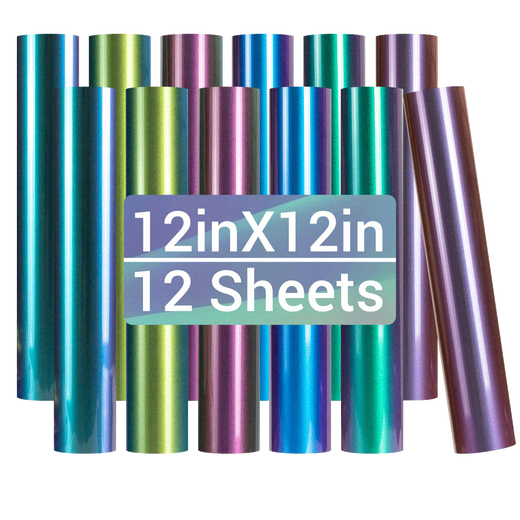Chameleon HTV Vinyl Bundle - 12"x12" 12 Pack (6 Assorted Colors)