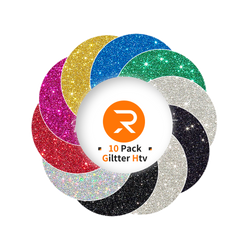 Glitter HTV vinyl Bundle - 12" x 10" 10 Pack（9 Assorted Colors）