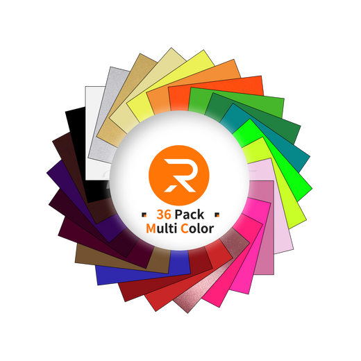 Heat Transfer Vinyl Bundle - 12" x 10" 36 Pack（26 Assorted Colors）