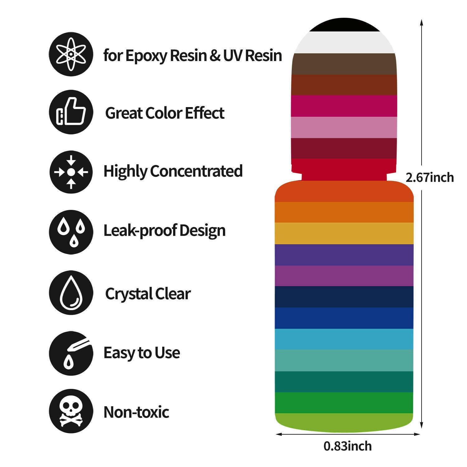 Epoxy Resin Pigment - 20 Colors Transparent Non-Toxic UV Epoxy Resin Dye Liquid