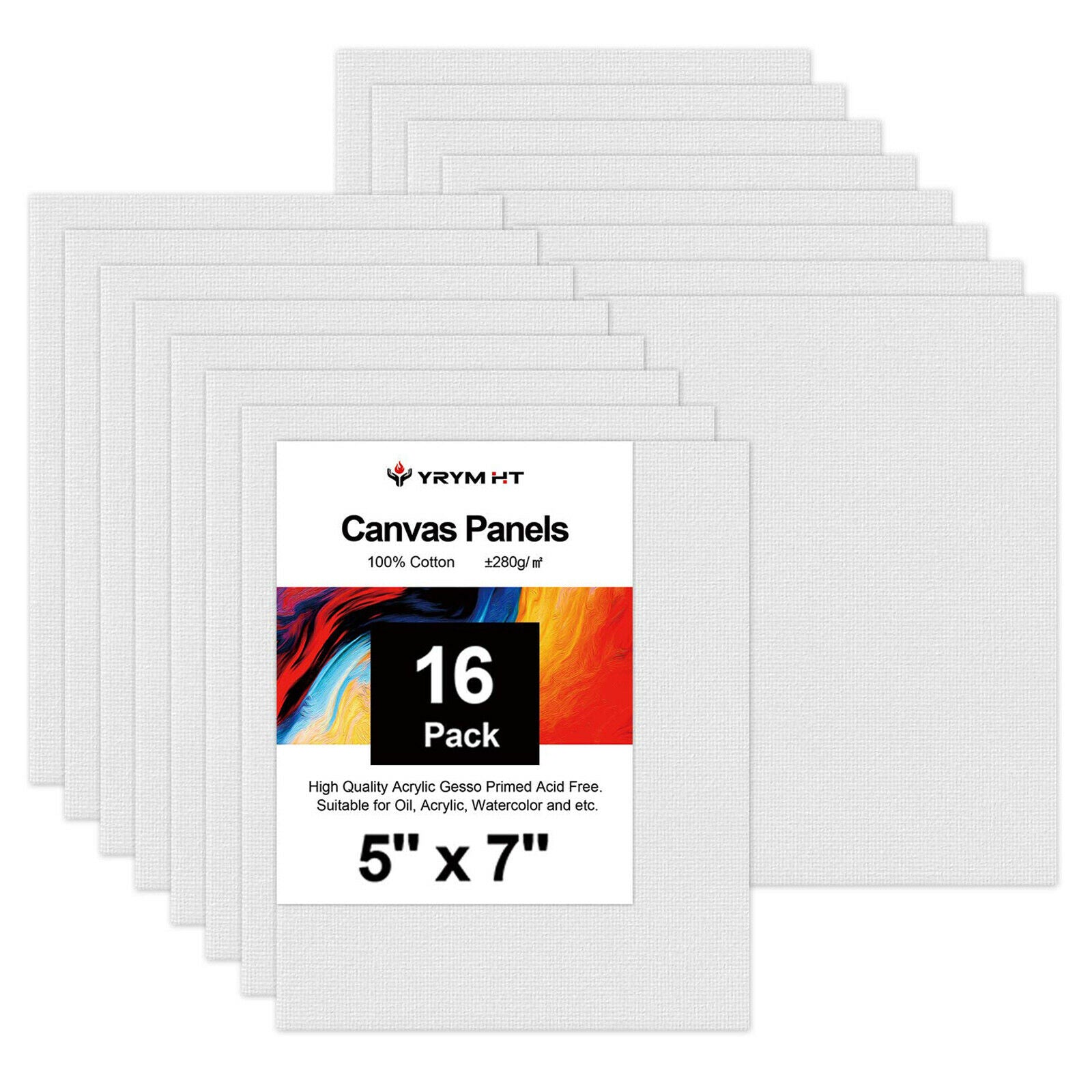 Canvas Panels 16 Pack Artist Canvas Board for Oil & Acrylic Painting 100% Cotton