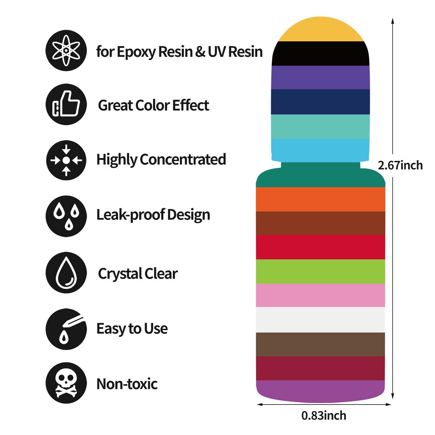 Epoxy Resin Pigment - 16 Colors Transparent Non-Toxic UV Epoxy Resin Dye Liquid