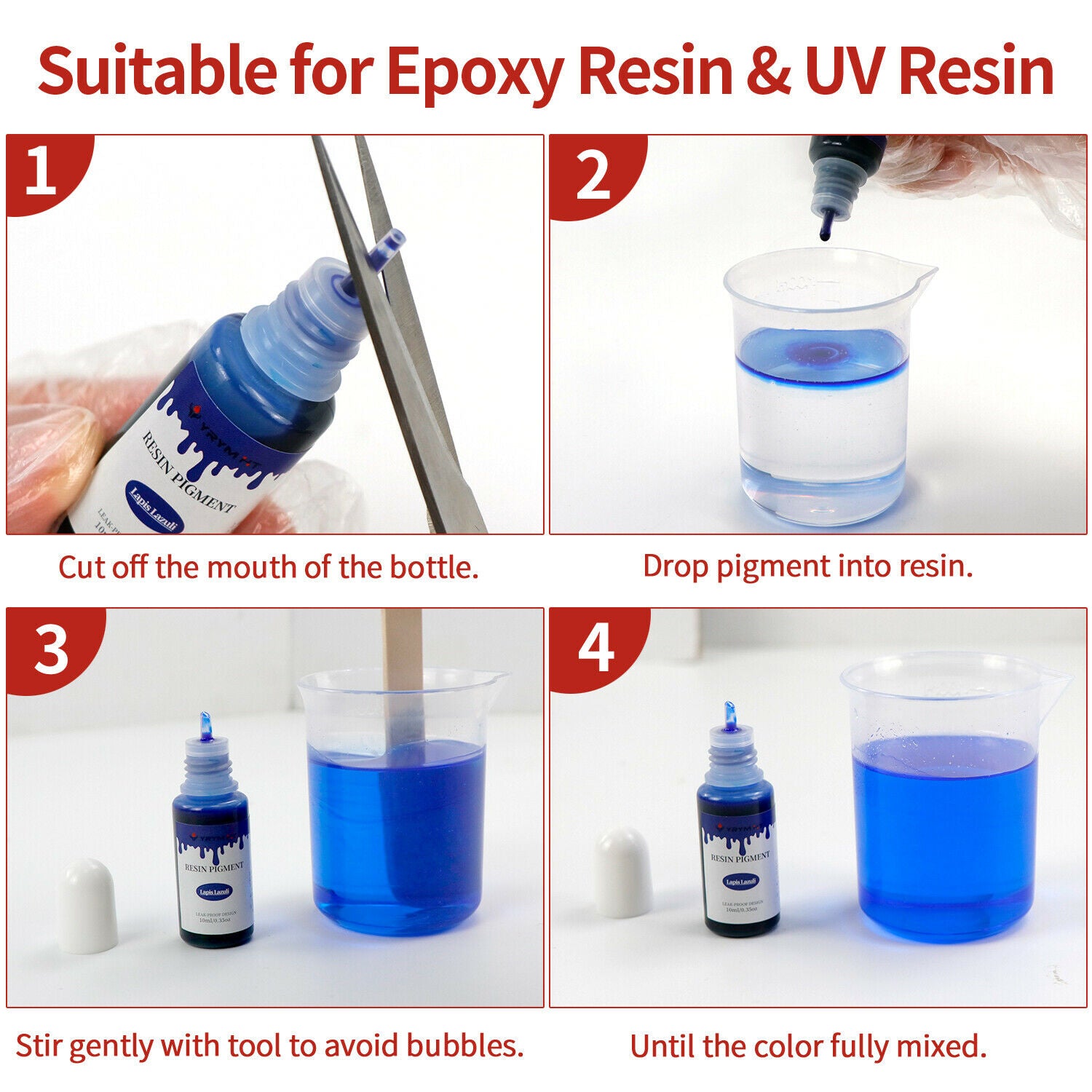 Epoxy Resin Pigment - 20 Colors Transparent Non-Toxic UV Epoxy Resin Dye Liquid